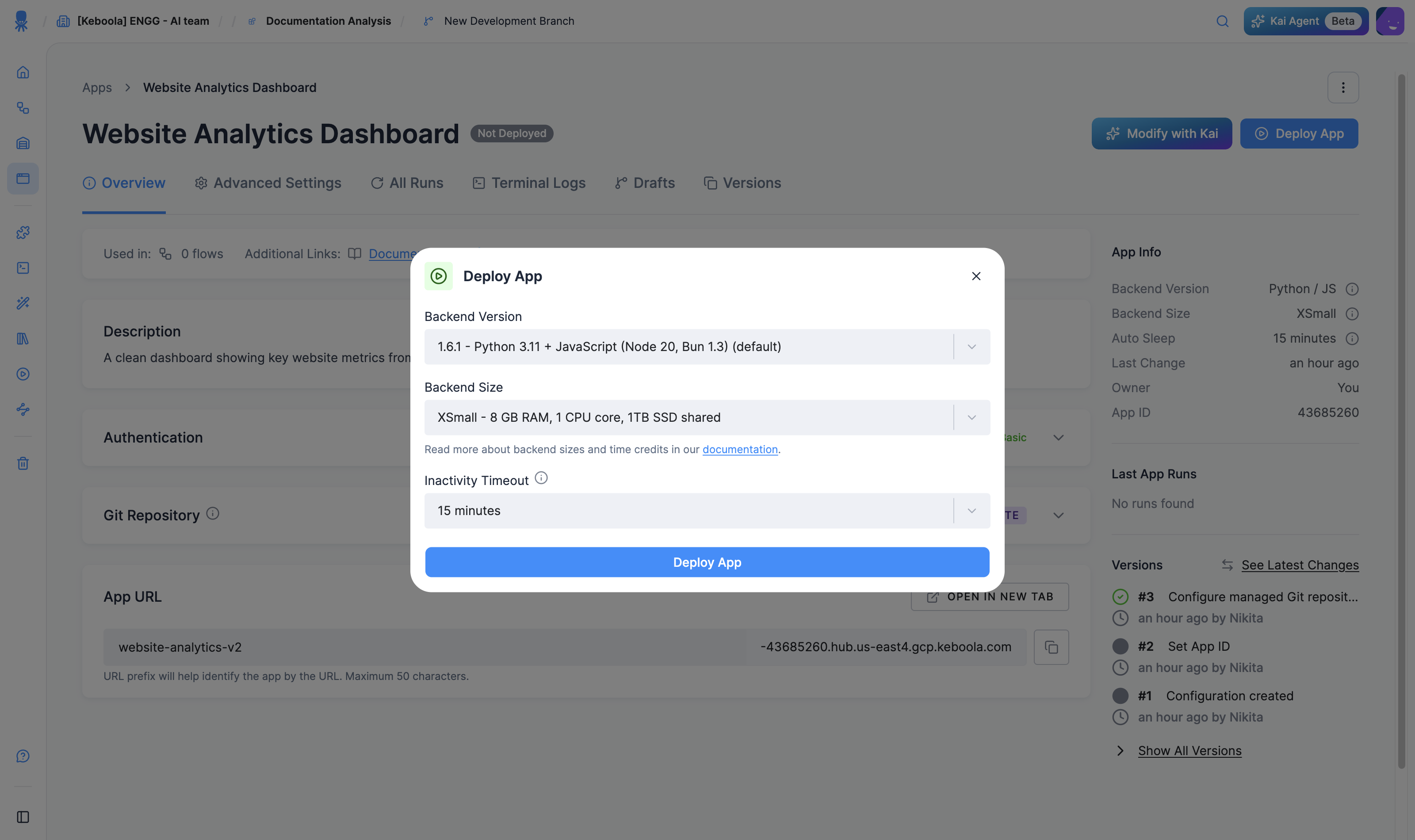 Deploy timeout and backend size